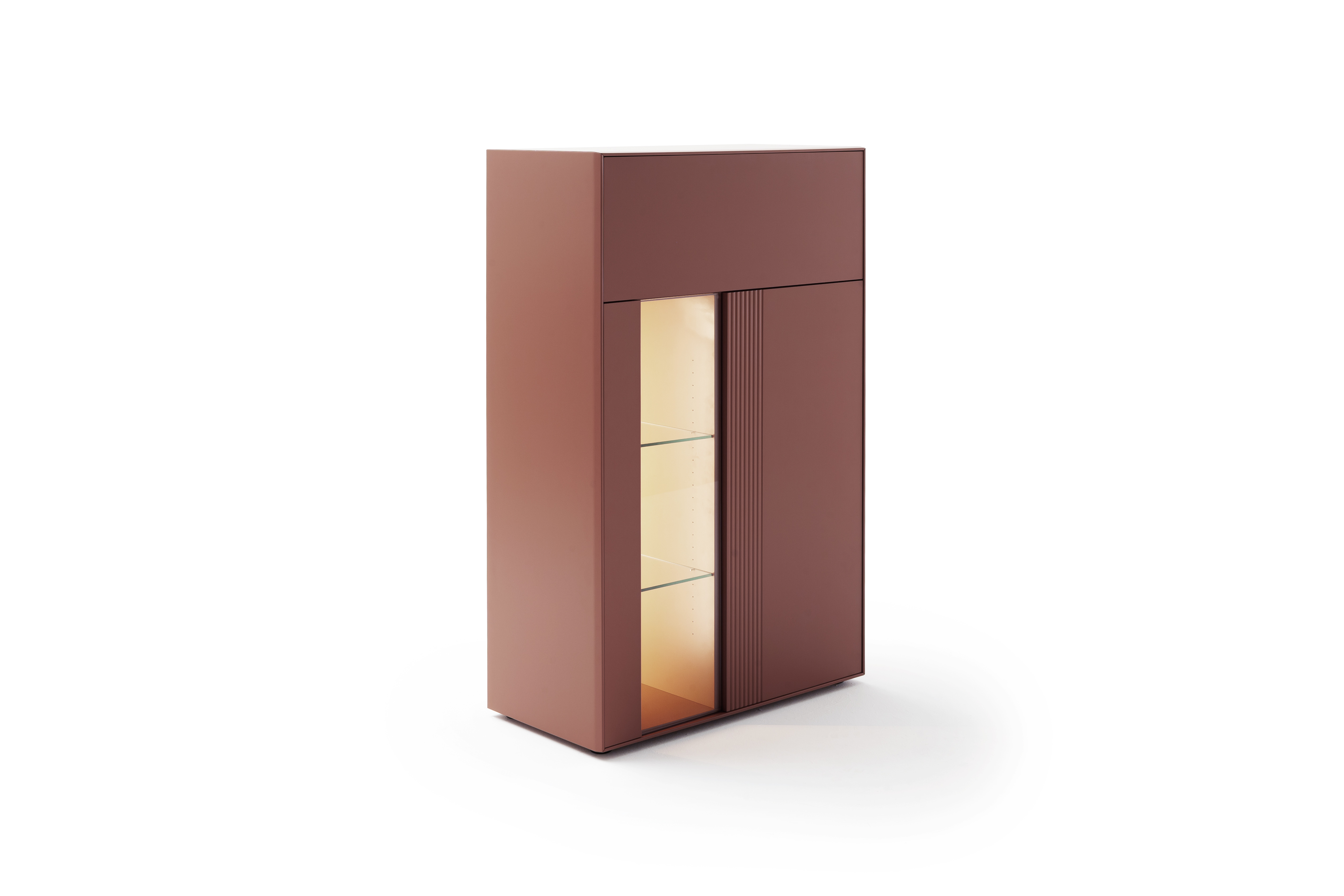 Highboard Colore - mit Beleuchtung, BHT ca. 90x144x45 cm, Lack, Samtbeere 145333