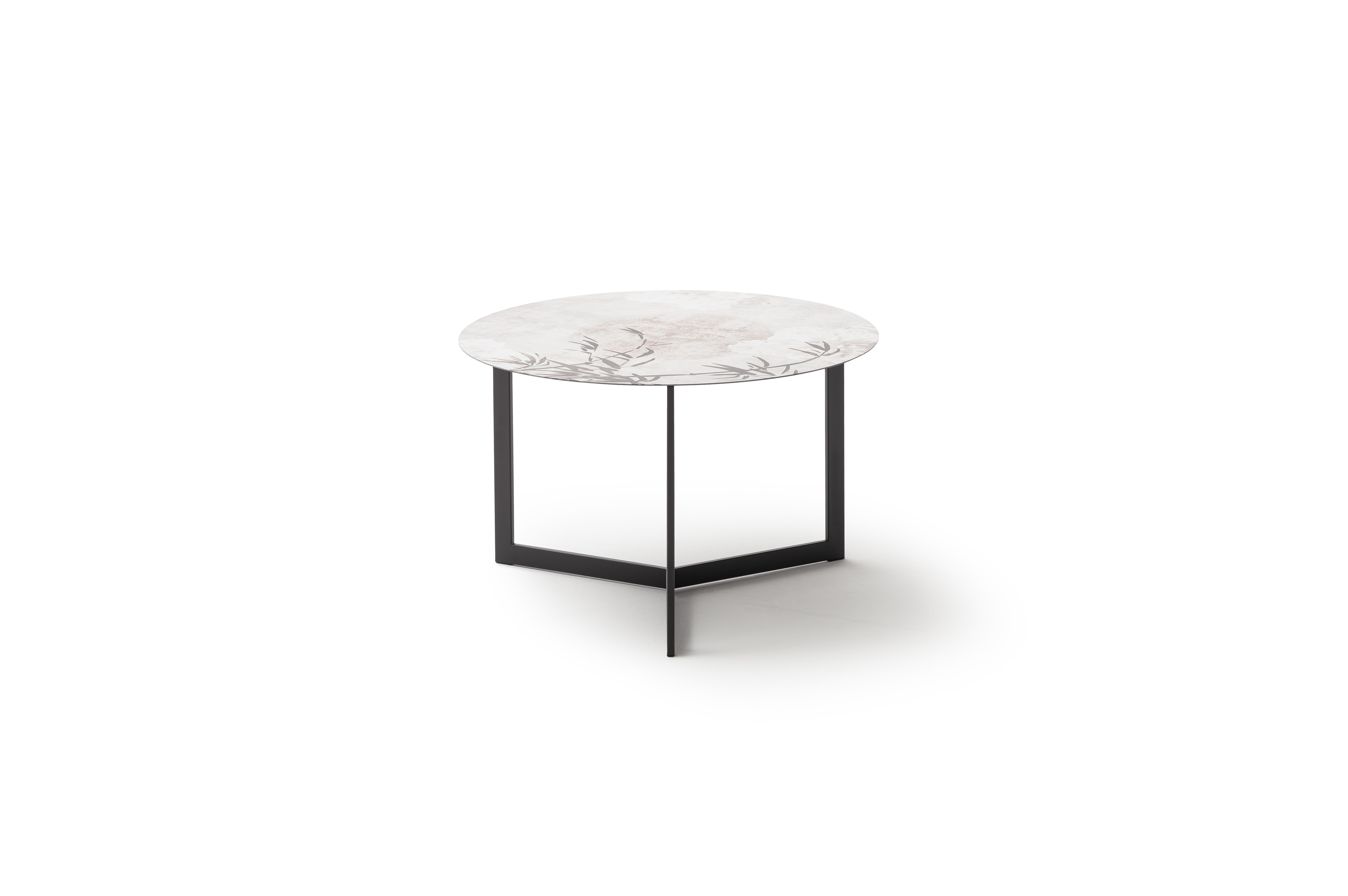 Beistelltisch Loretto - Rund 60cm, Metall, Platte Dekor Boughs, Gestell Anthrazit 131025
