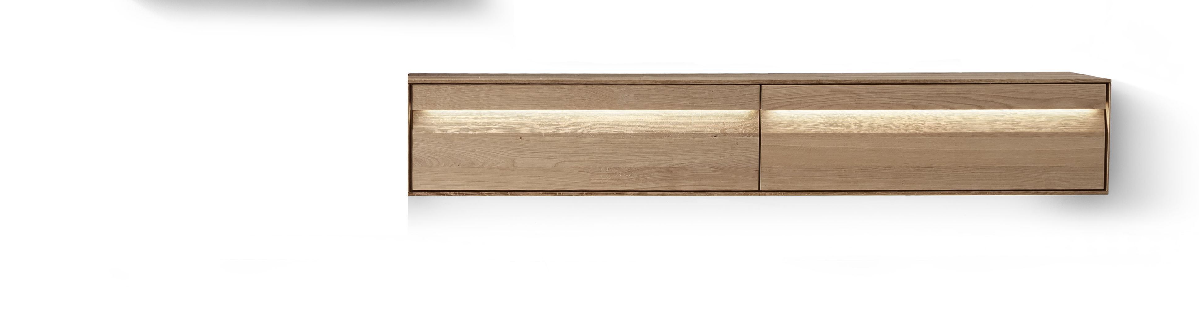 Lowboard Due Viso - B. ca. 213 cm, Wildeiche Roheffekt, geölt, hängend 144583