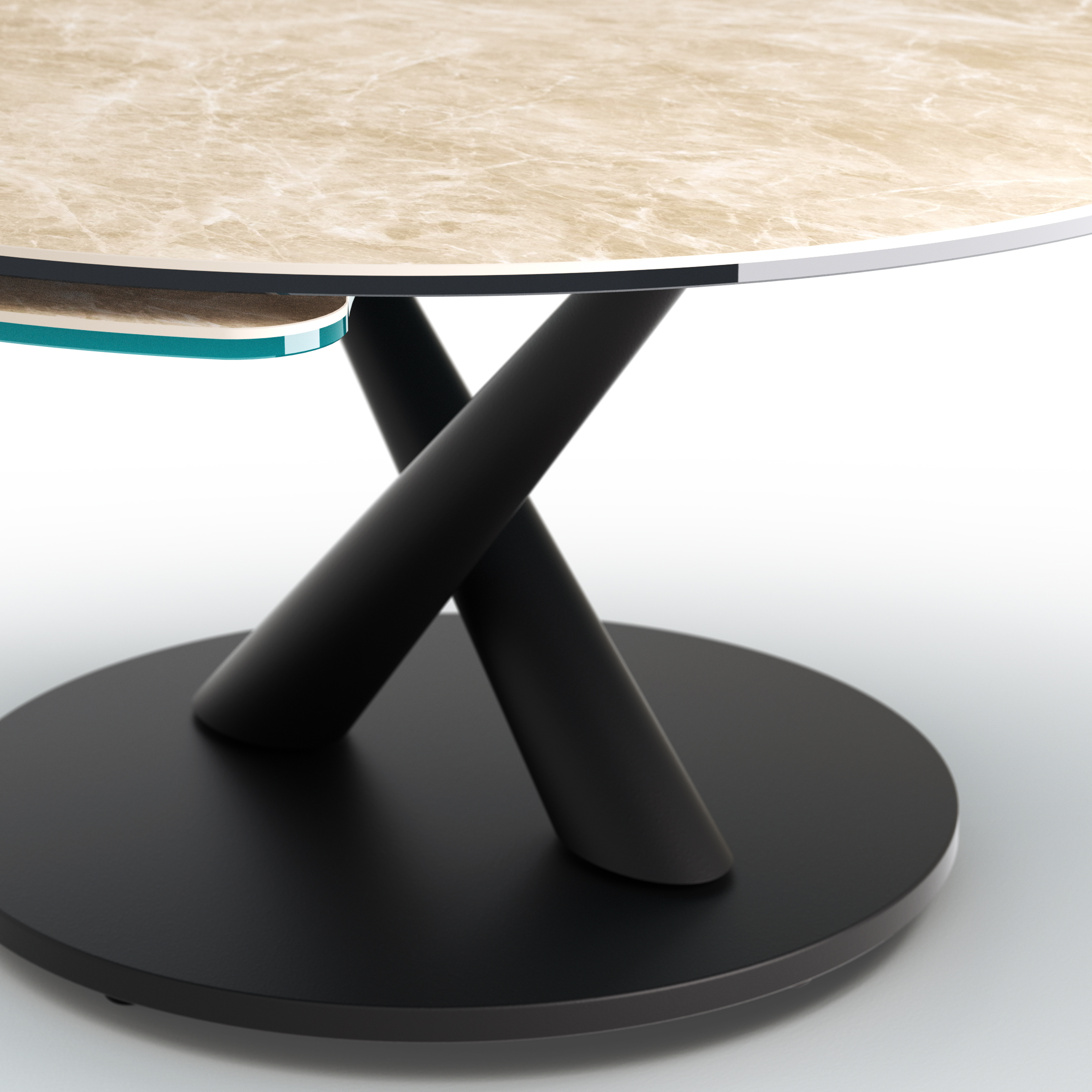 Couchtisch Spessa - LB ca. 128x80 cm, drehbar, Keramik, Cream