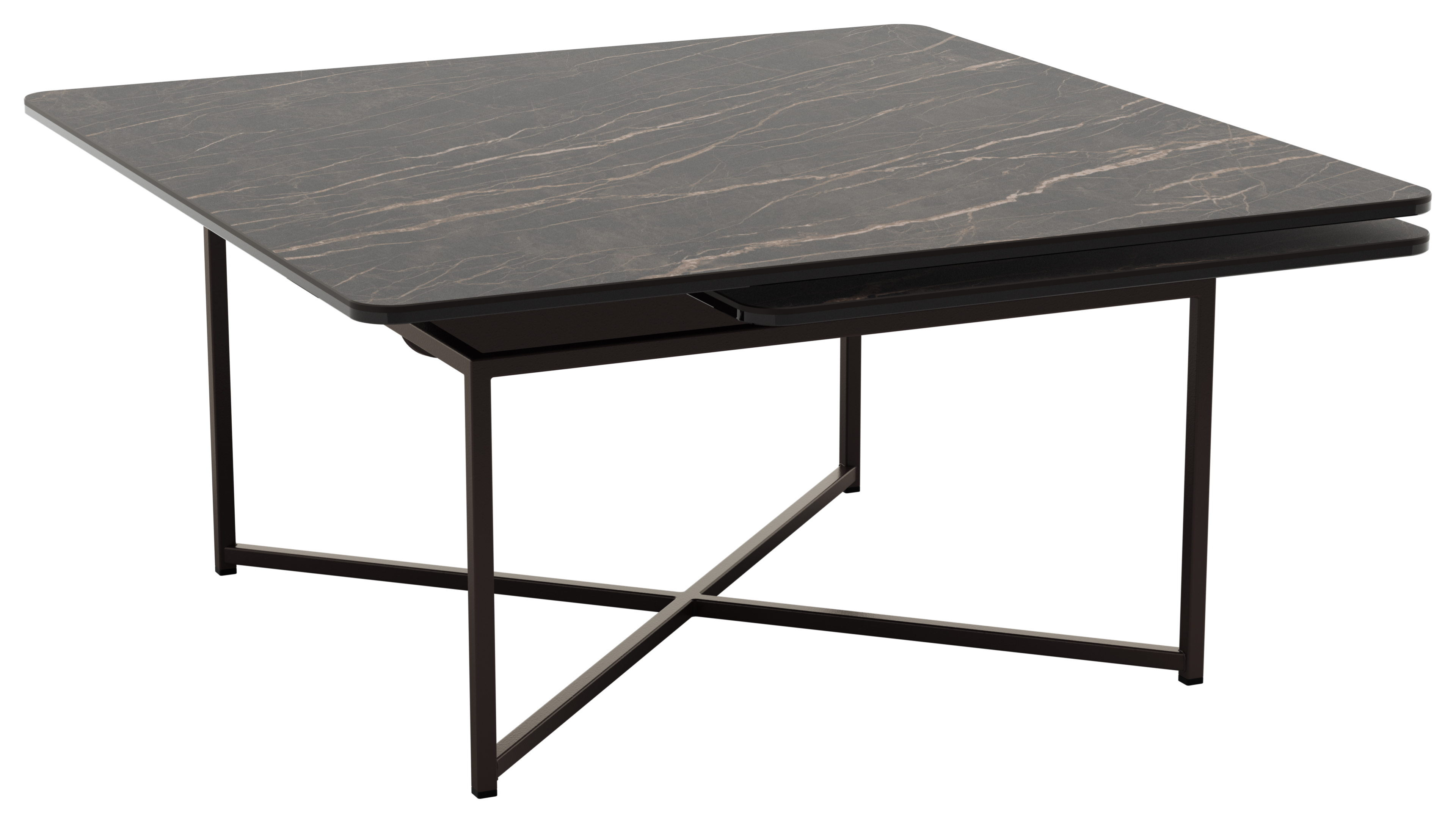 Couchtisch Cena - LB ca. 132x108 cm, Platten drehbar, Keramik, Schwarz 144545