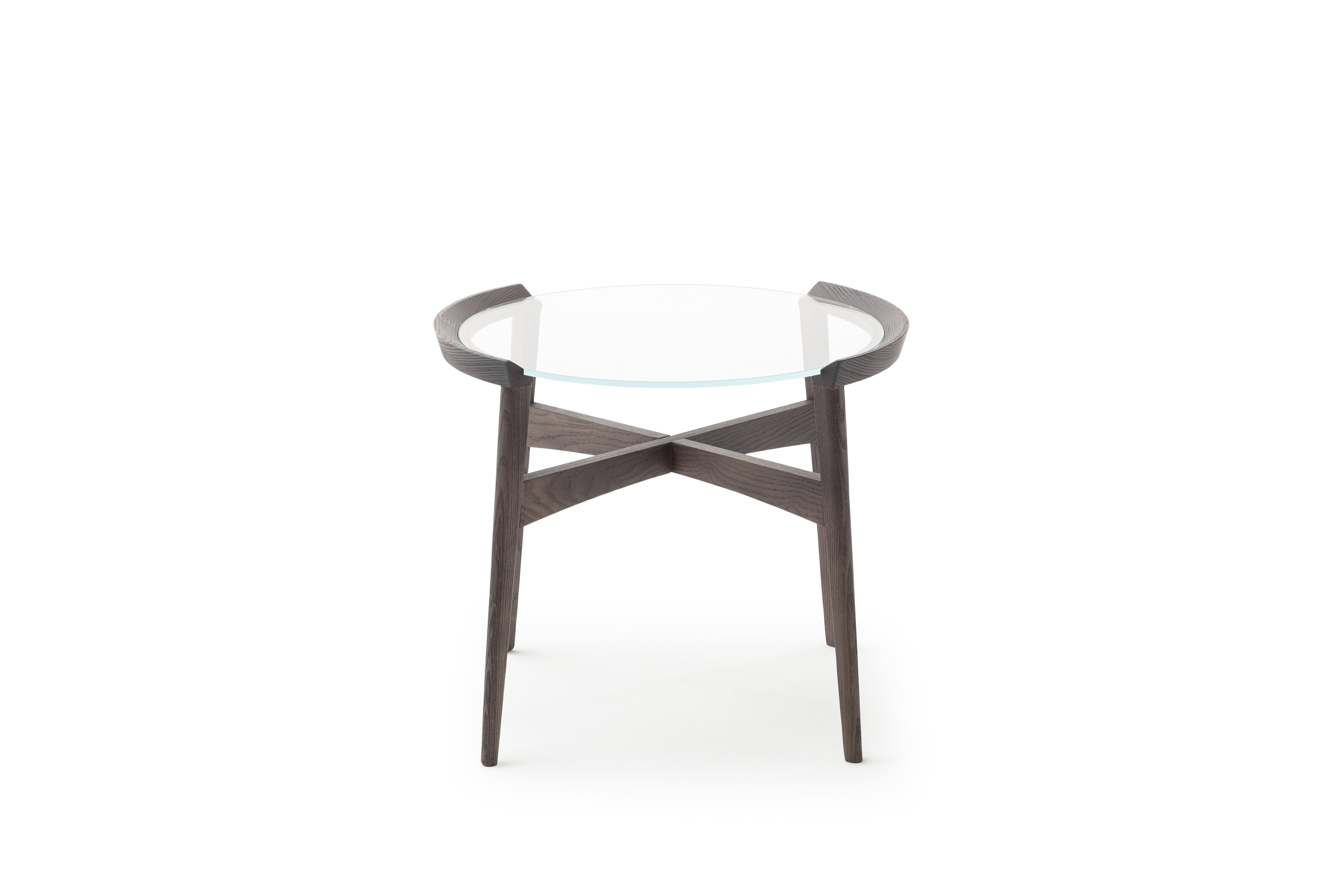 Beistelltisch Loretto - Rund 56 cm, Glasplatte, Gestell Dunkelbraun 131024