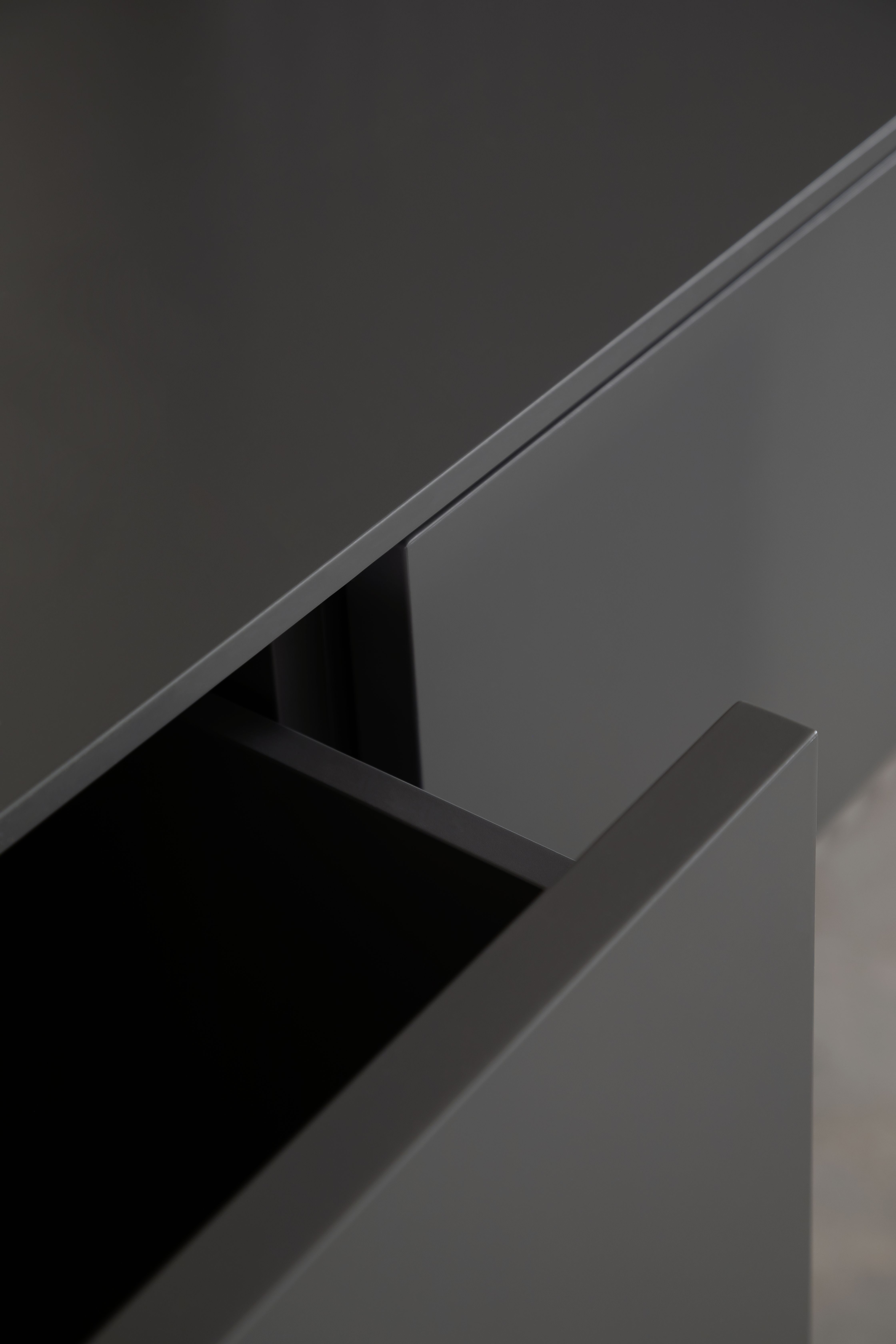 Highboard 3900 - Hängend mit Lamellen und Beleuchtung, Lack, Dunkelgrau