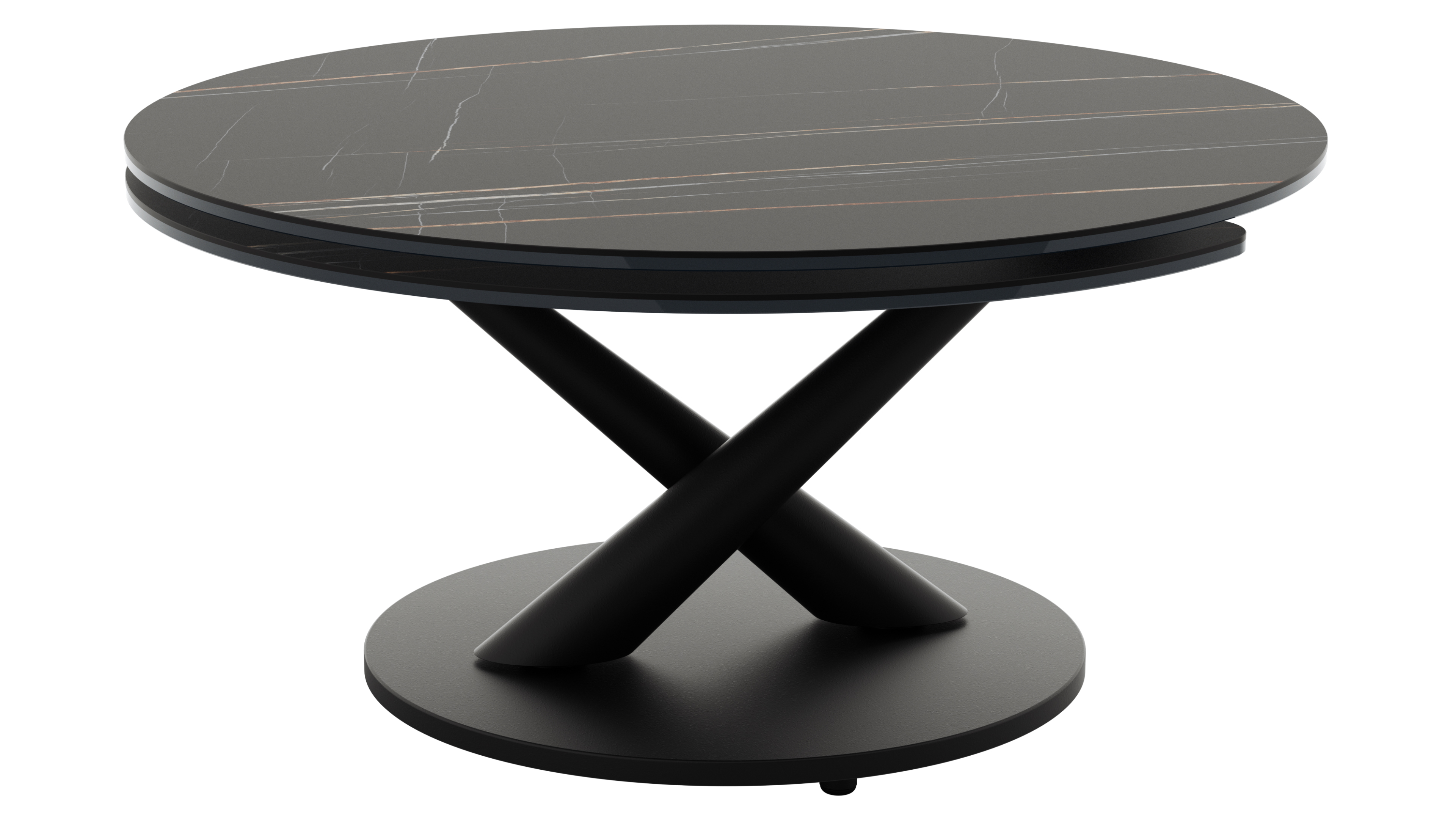Couchtisch Spessa - LB ca. 128x80 cm, drehbar, Keramik, Schwarz 144548