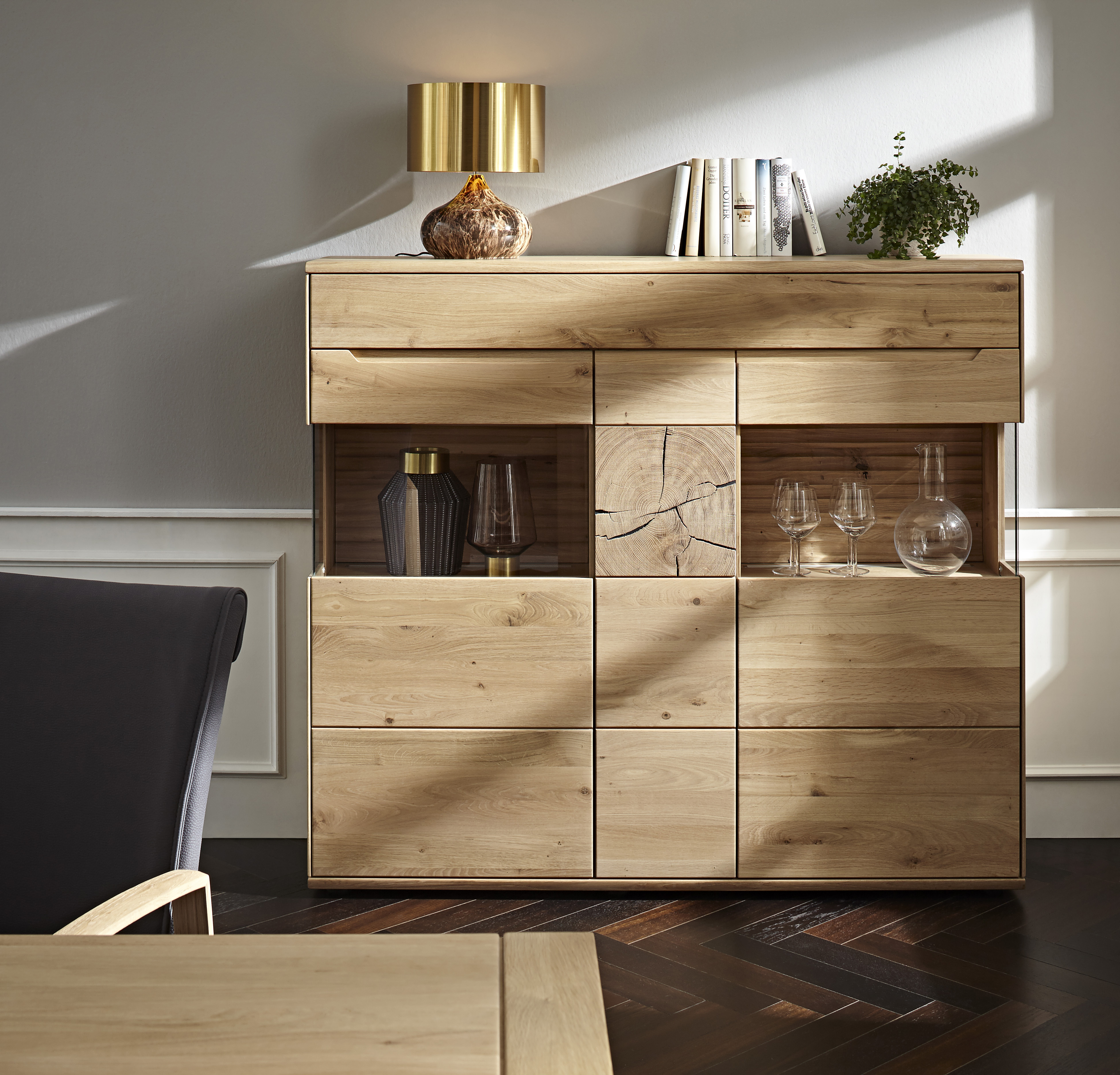 Highboard Amora - Wildeiche massiv bianco