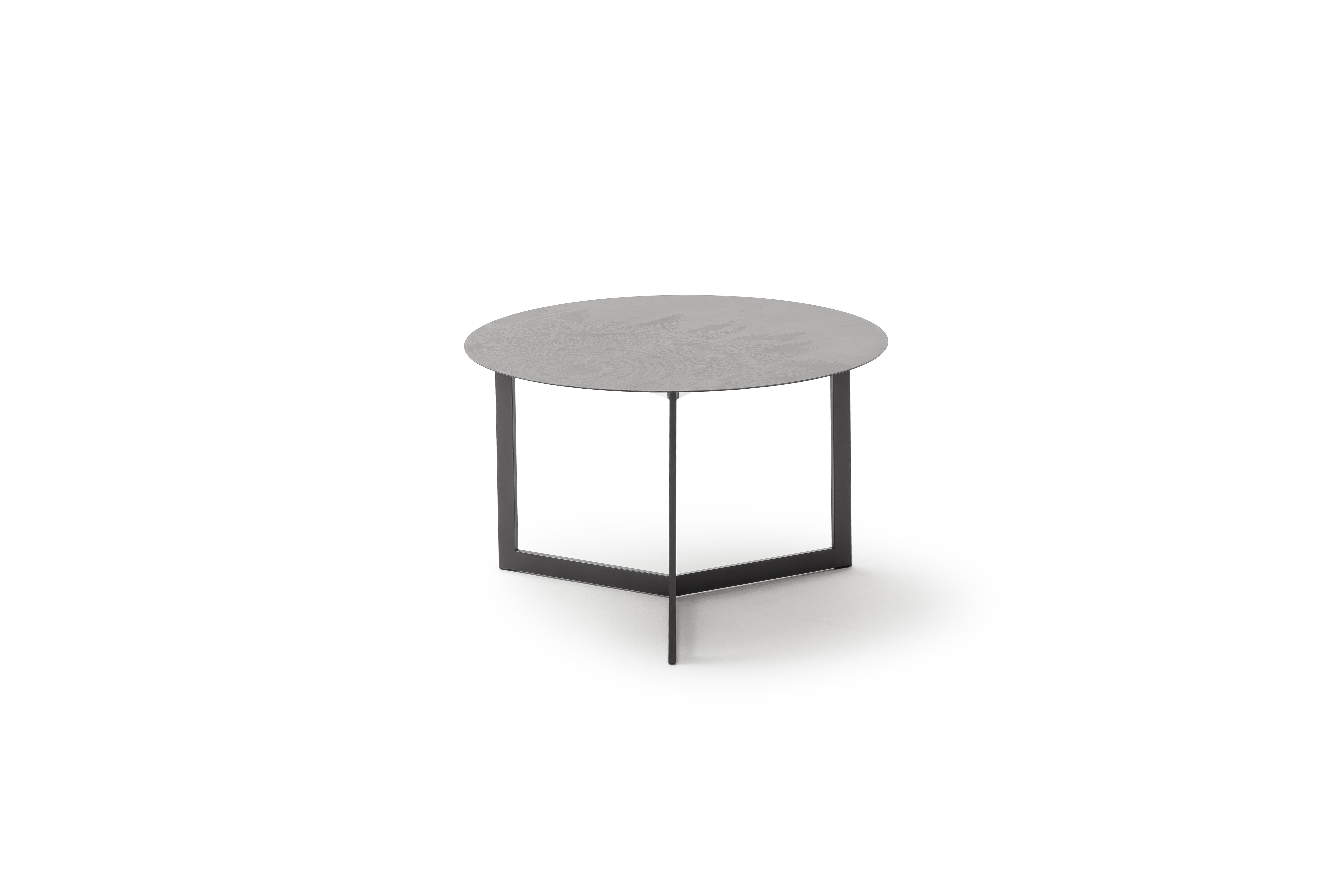 Beistelltisch Loretto - Rund 60cm, Metall, Platte Dekor Anthrazit, Gestell Anthrazit 131022