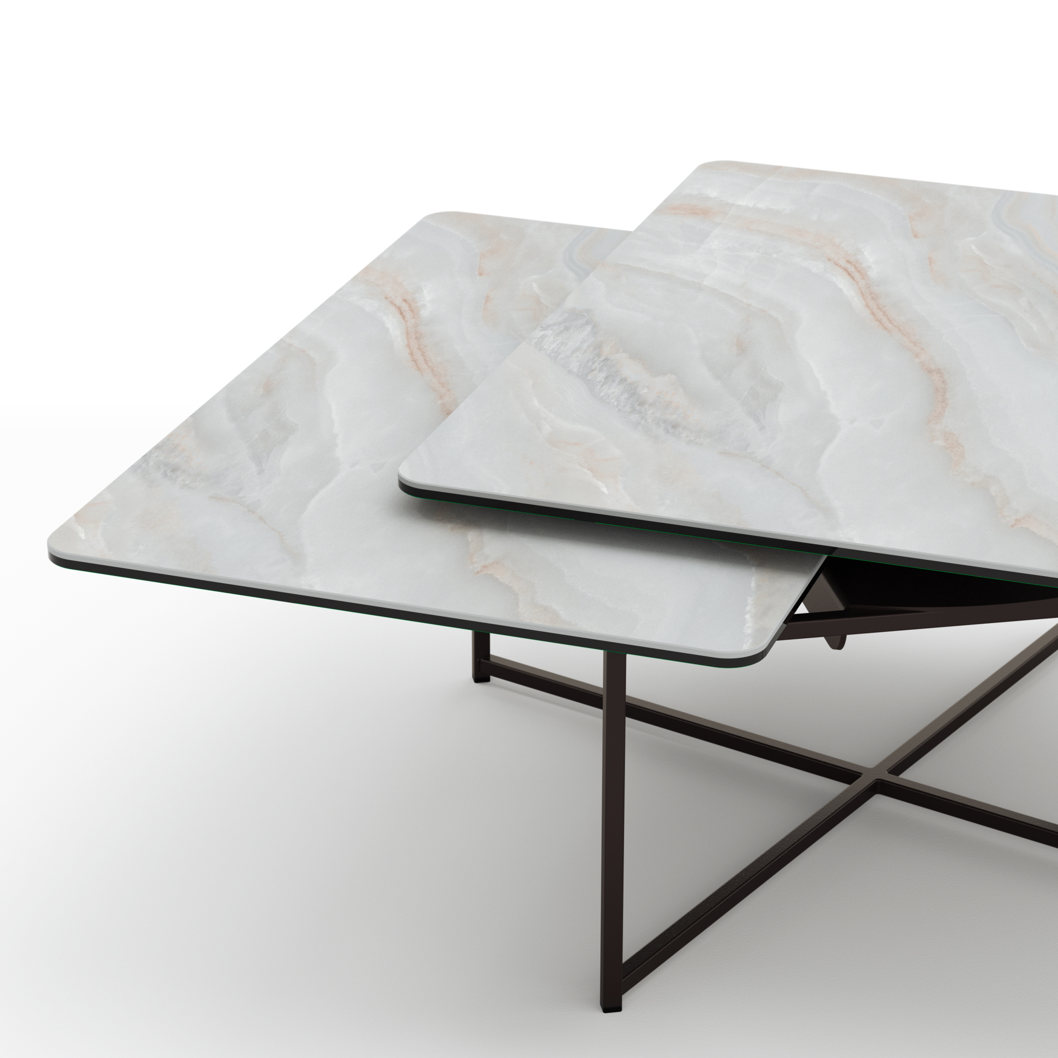 Couchtisch Cena - LB ca. 132x108 cm, Platten drehbar, Keramik, Onice