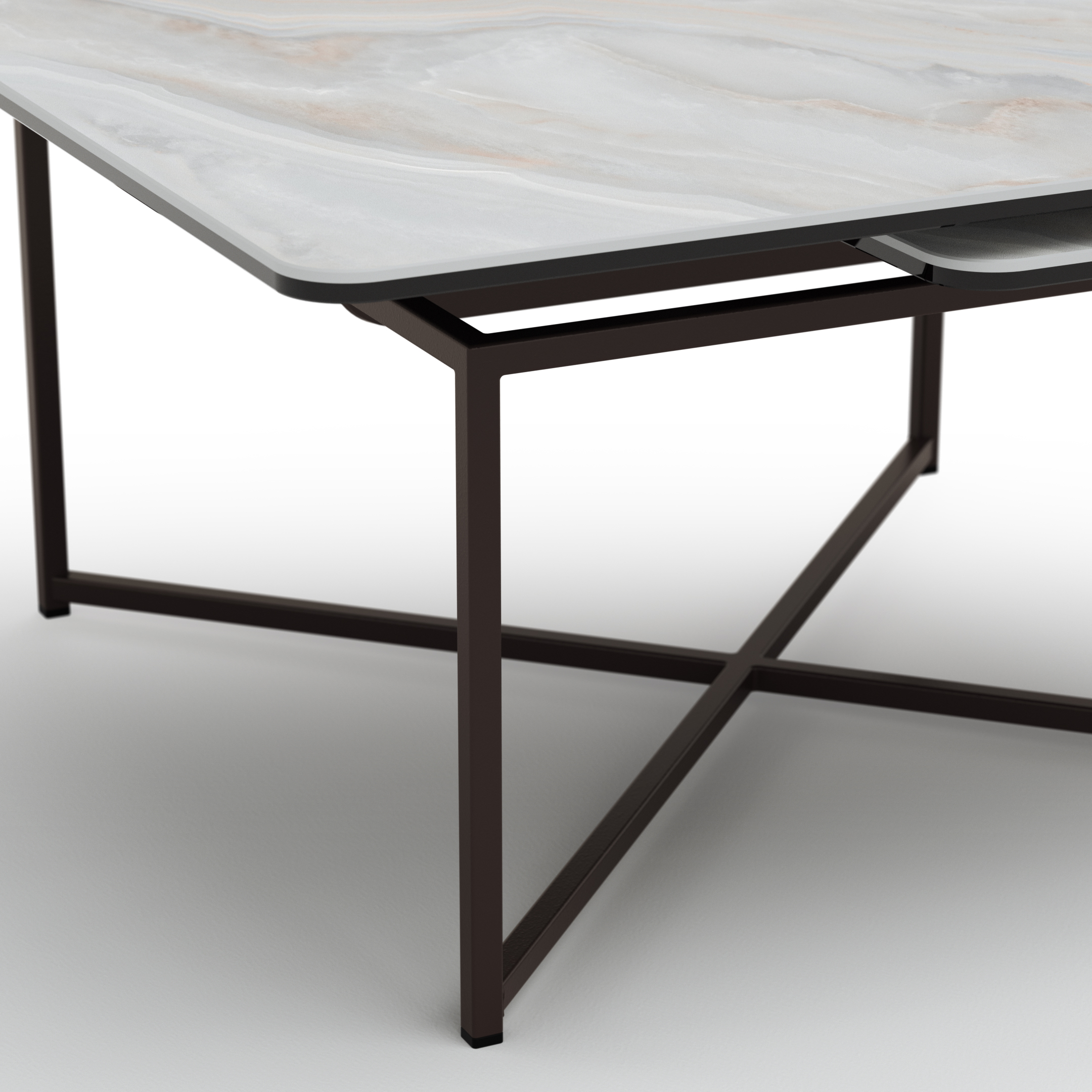 Couchtisch Cena - LB ca. 132x108 cm, Platten drehbar, Keramik, Onice