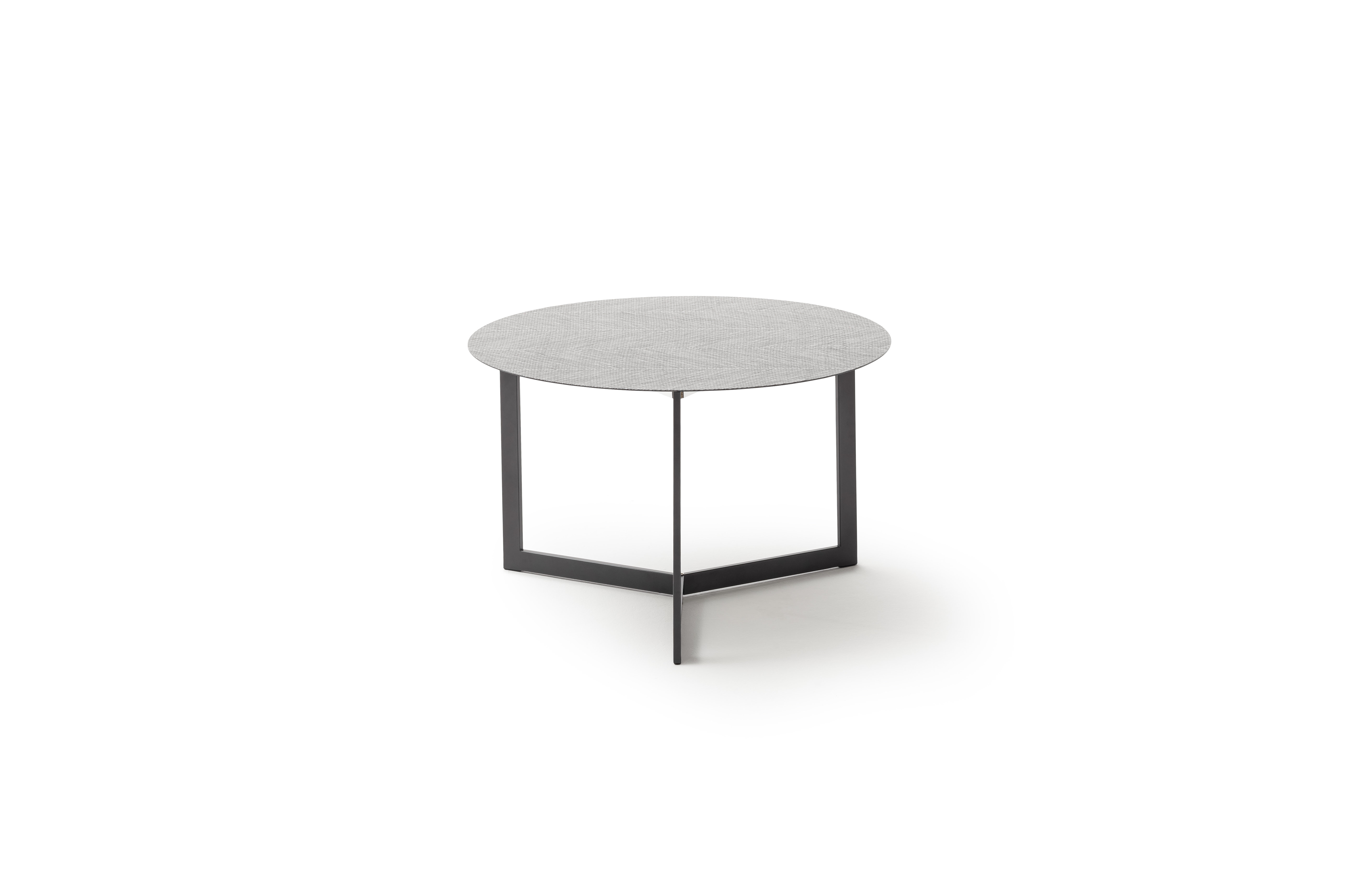 Beistelltisch Loretto - Rund 60cm, Metall, Platte Dekor Fishbone, Gestell Anthrazit 136205