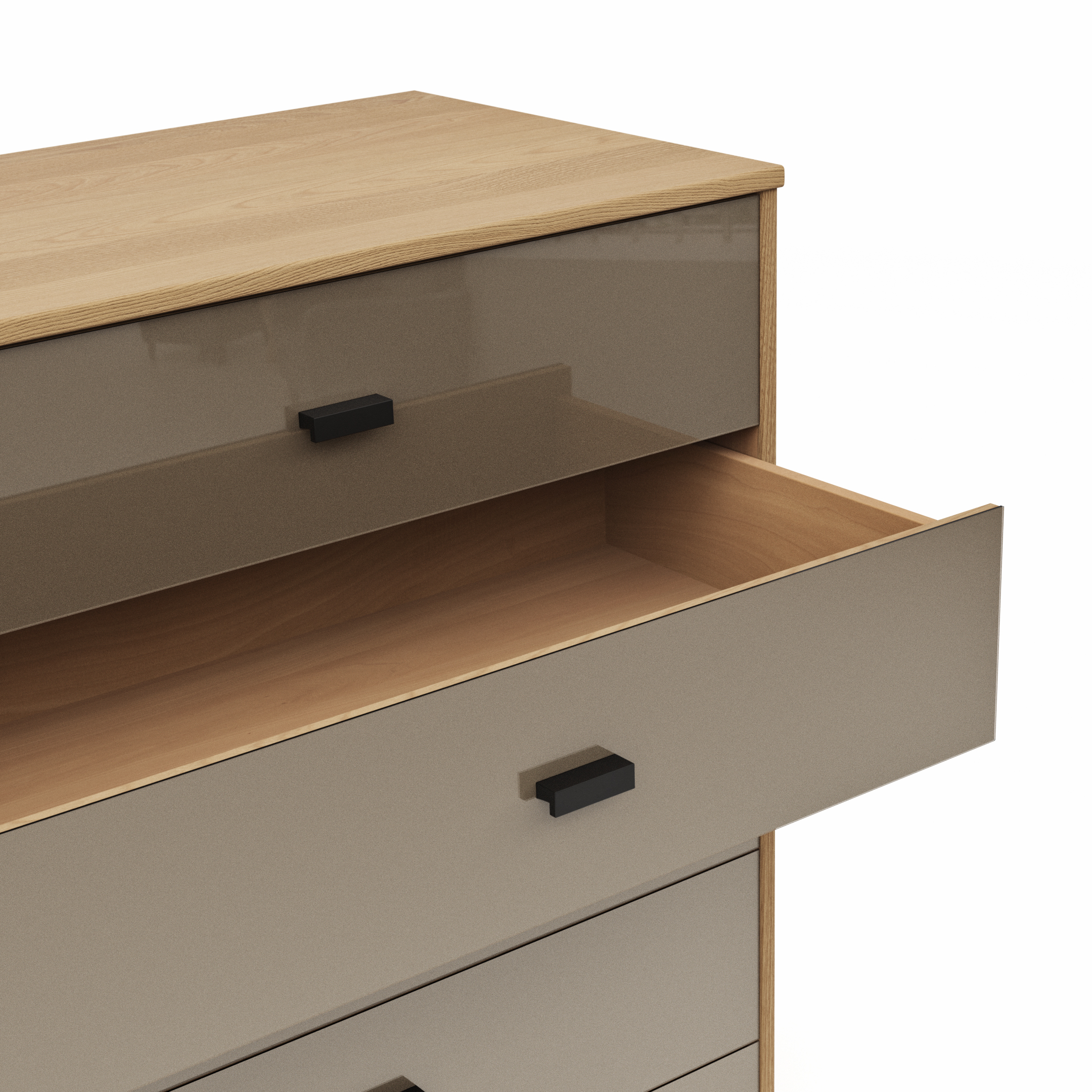 Kommode Lenoso - Eiche Nachbildung, Glas Graubraun