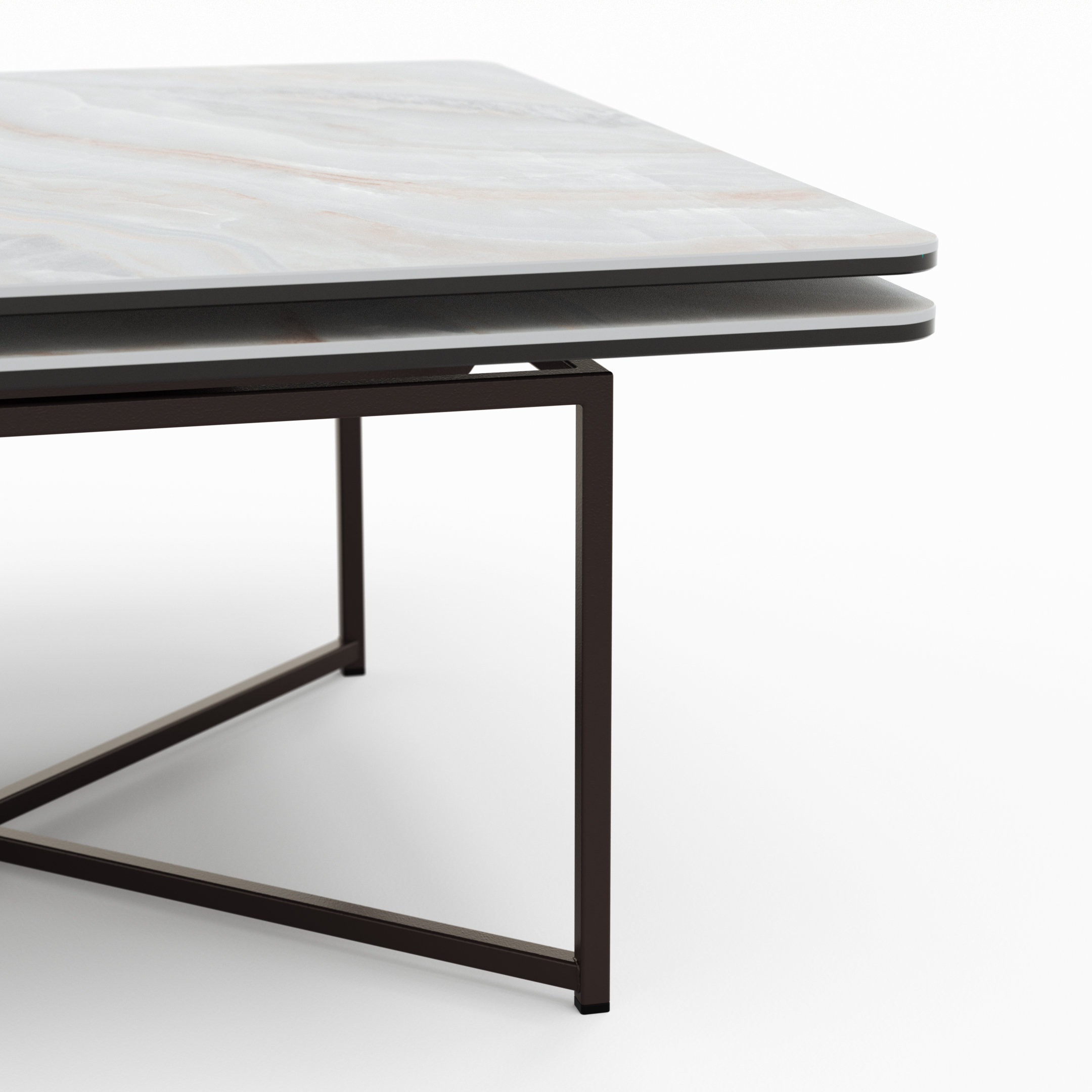 Couchtisch Cena - LB ca. 132x108 cm, Platten drehbar, Keramik, Onice