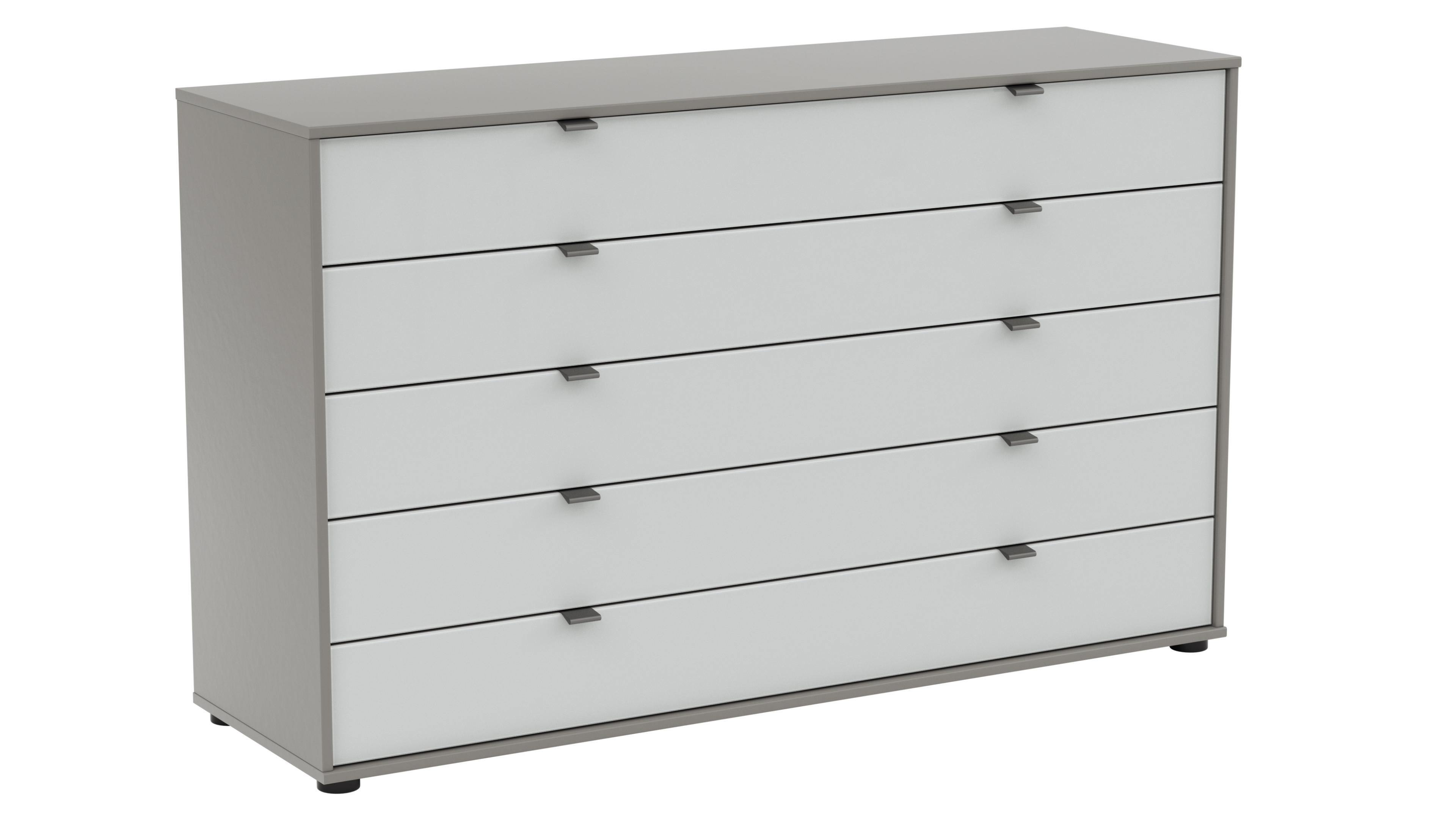 Kommode Marbella - Lack, Grau, Glas, Weiß 3026428