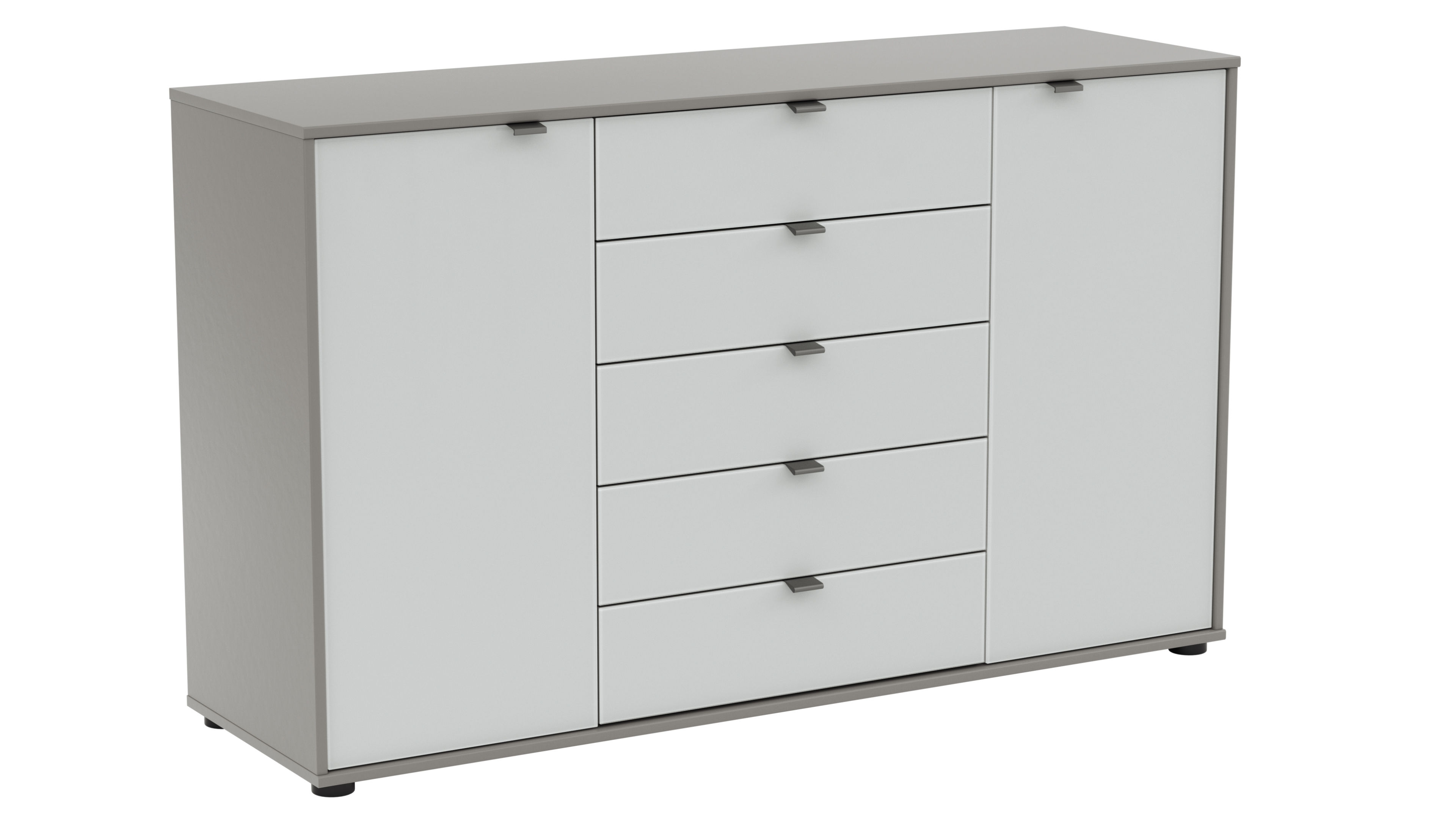 Kommode Marbella - Lack, Grau, Glas, Weiß 134989