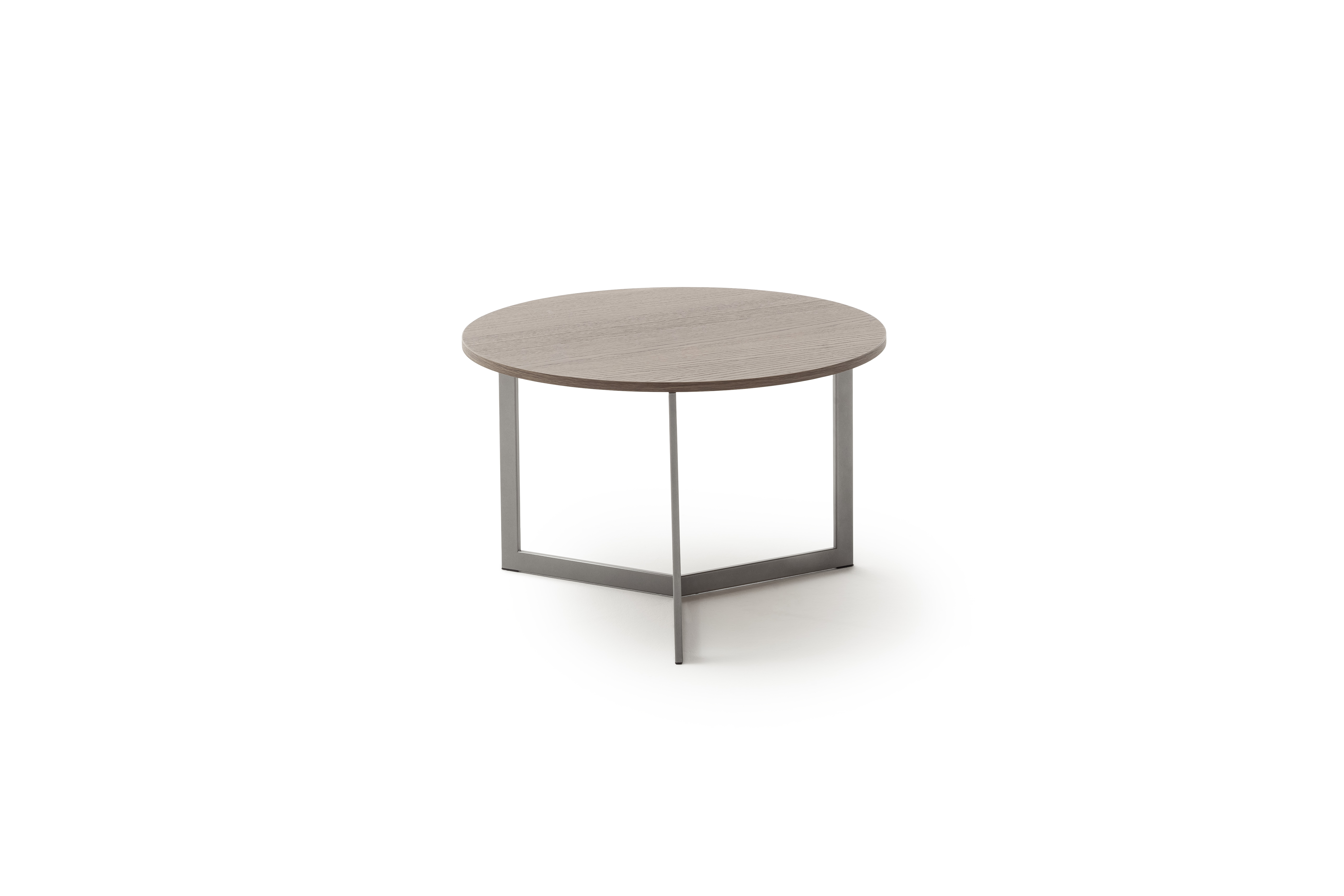Beistelltisch Loretto - Rund 60cm, Platte Eiche Astig Dunkel, Gestell Grau 136206