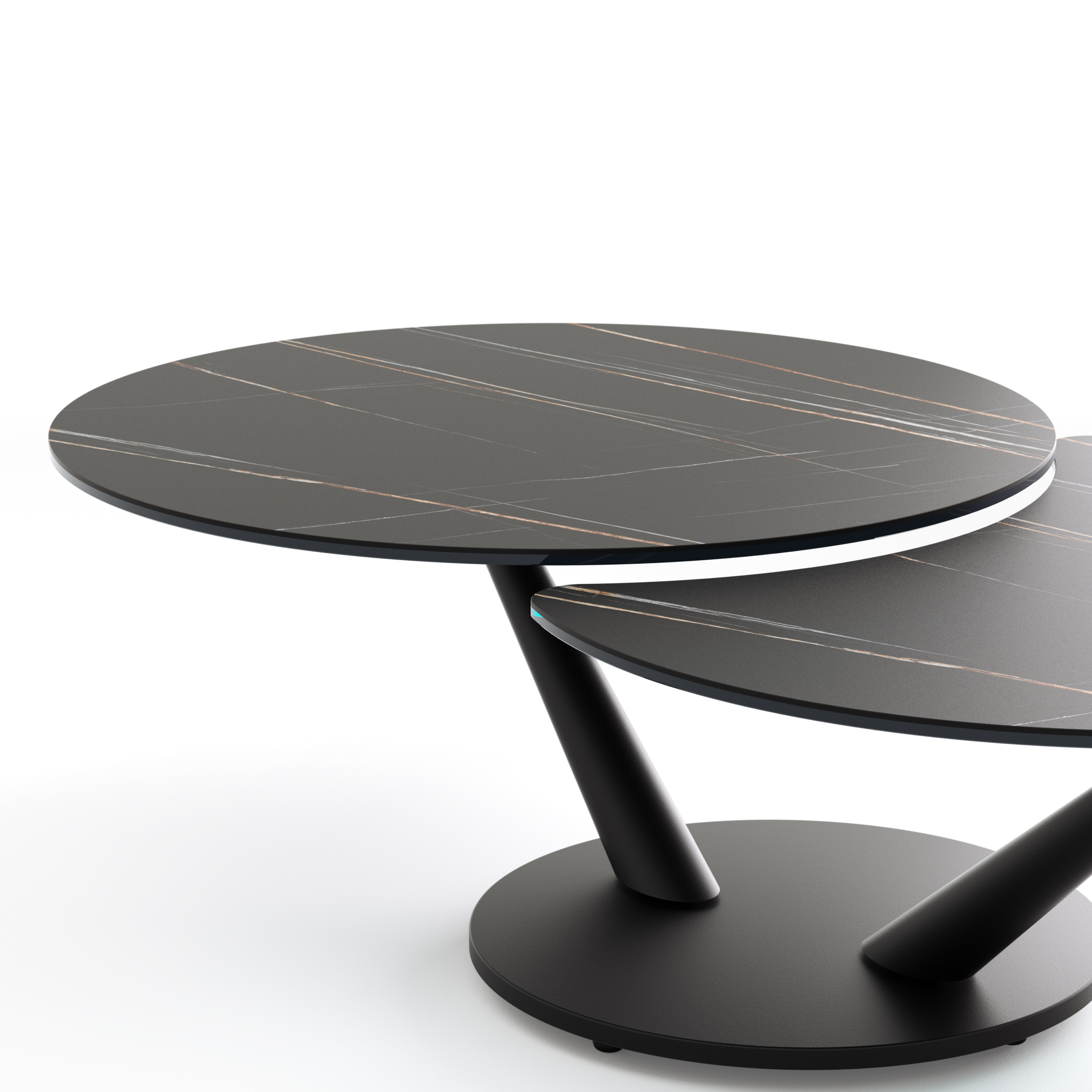 Couchtisch Spessa - LB ca. 128x80 cm, drehbar, Keramik, Schwarz