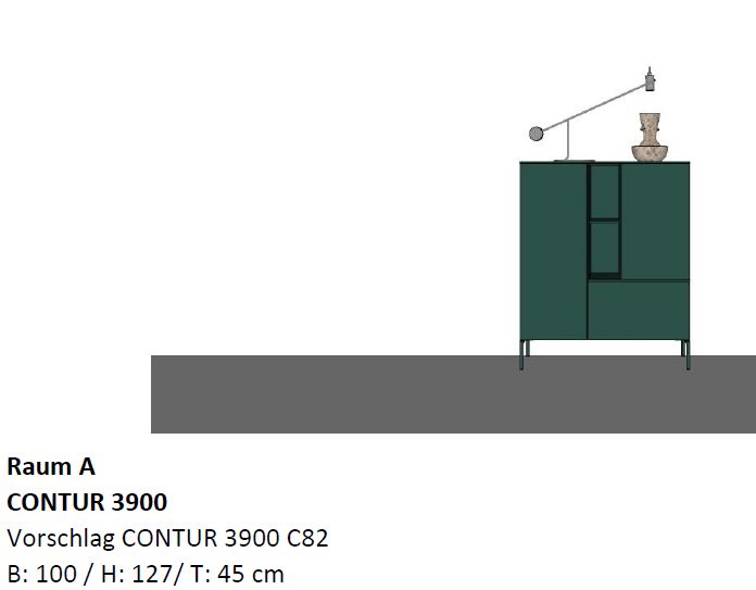 Highboard 3900 - BHT ca. 100x127x45 cm, Lack matt , Petrol 109273