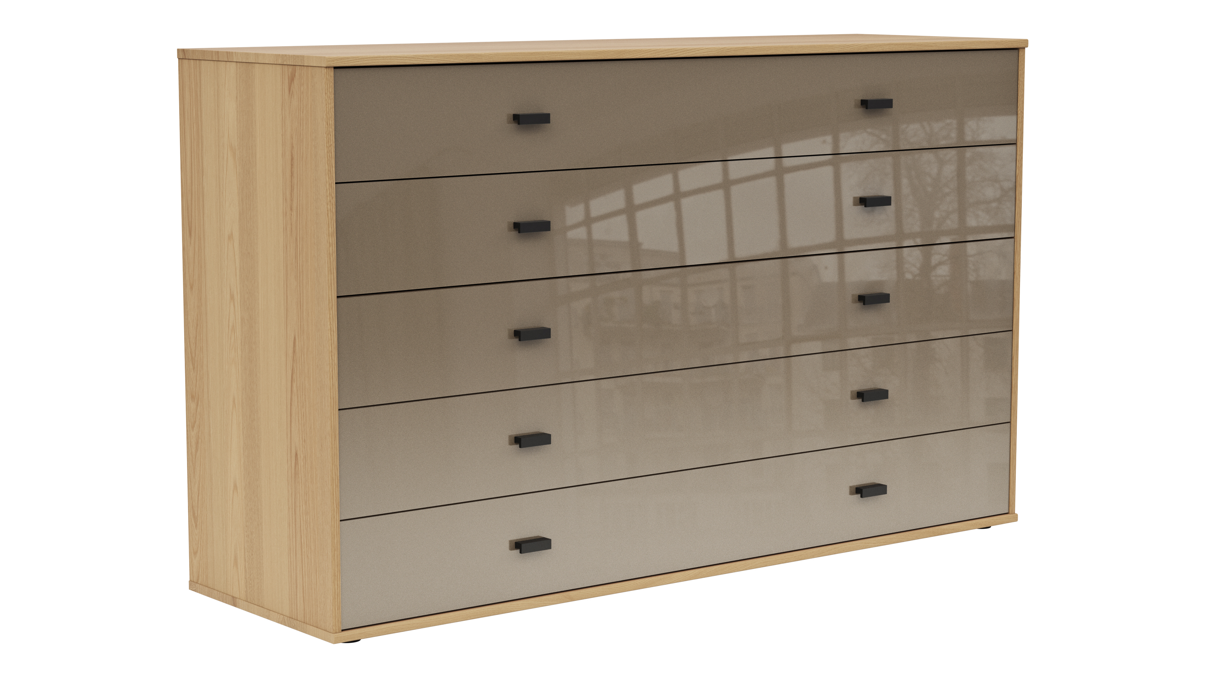 Kommode Lenoso - Eiche Nachbildung, Glas Graubraun 9156311