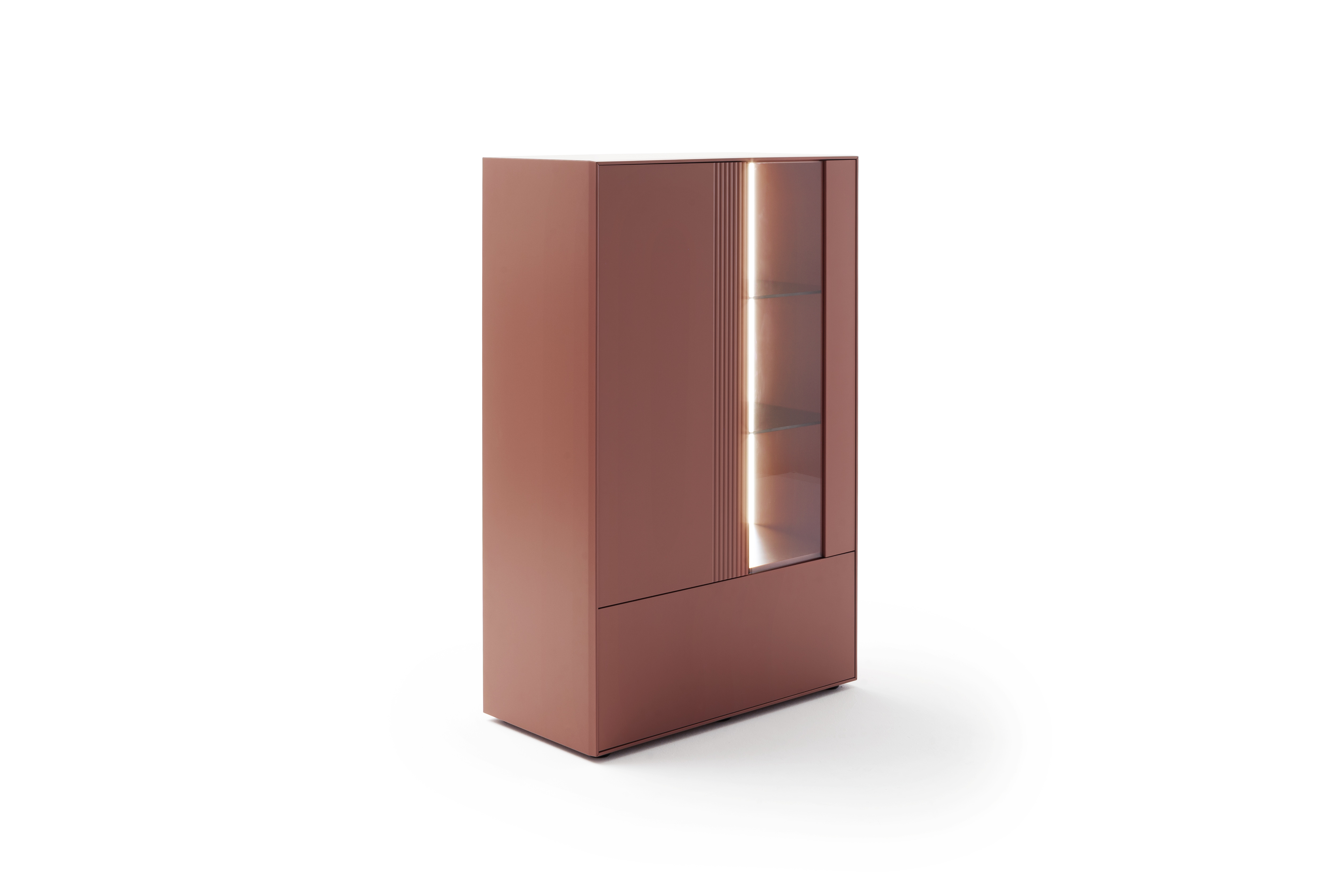 Highboard Colore - mit Beleuchtung, BHT ca. 90x144x45 cm, Lack Samtbeere 145335