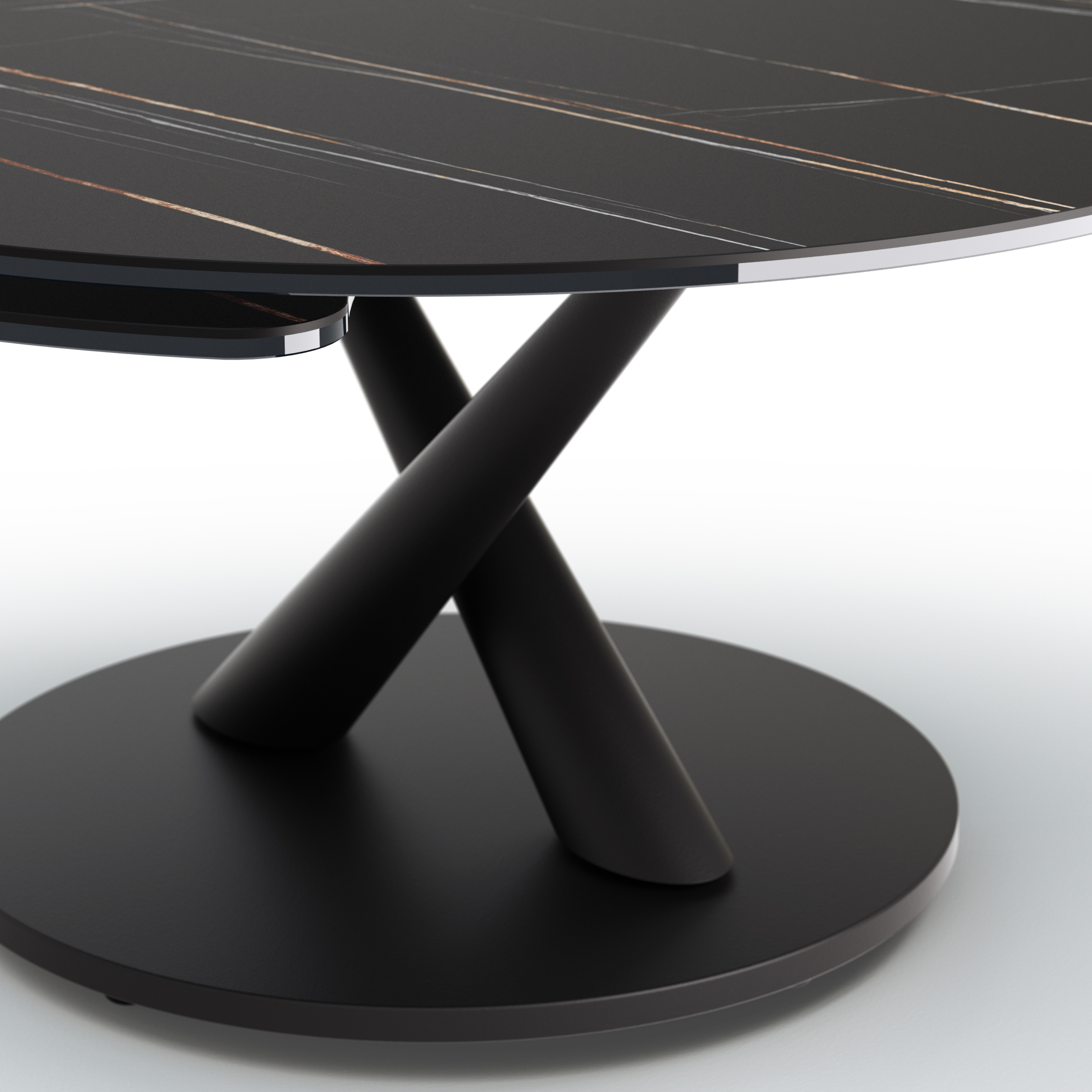 Couchtisch Spessa - LB ca. 128x80 cm, drehbar, Keramik, Schwarz