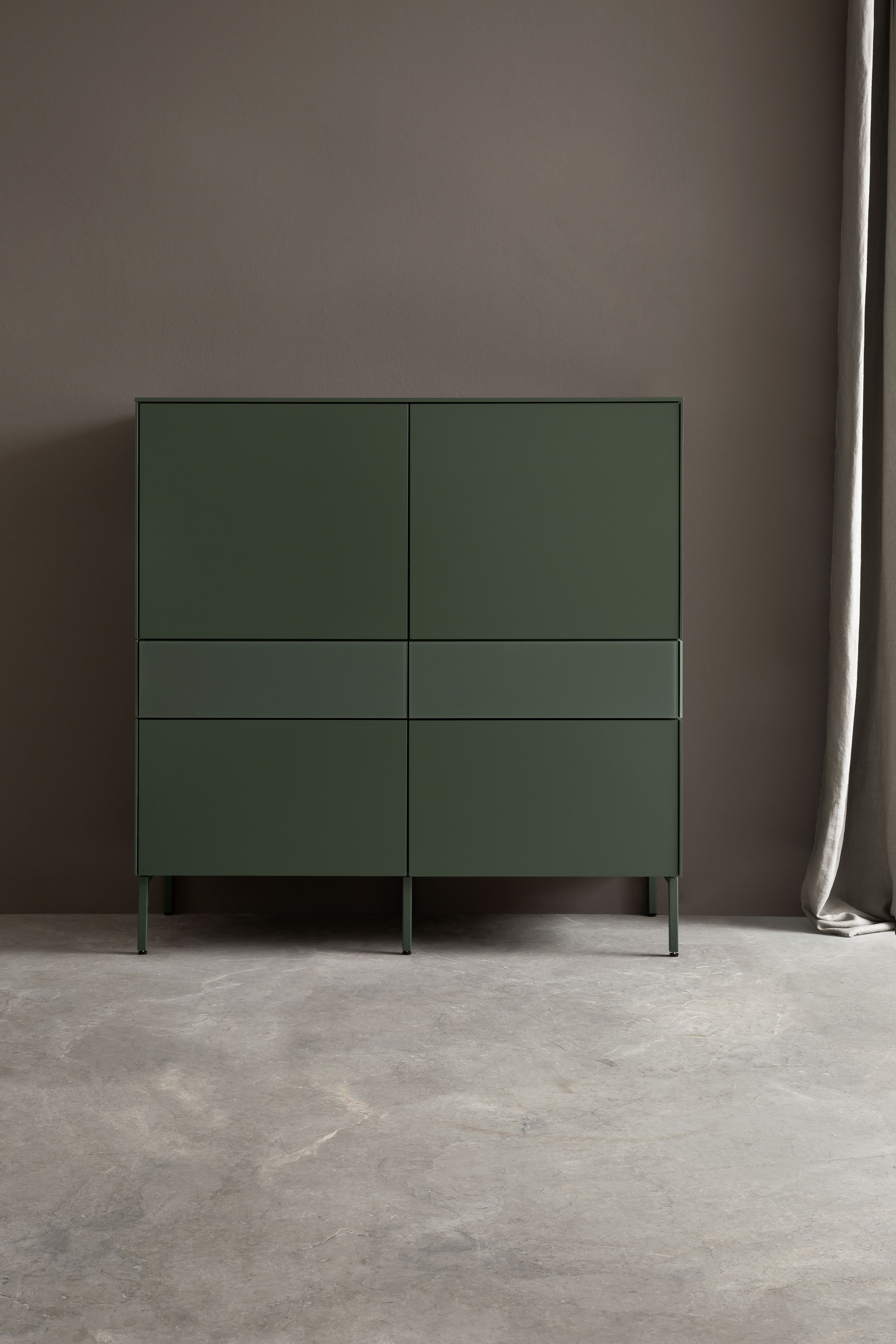 Highboard 3900 - Lack matt, Dunkelgrün