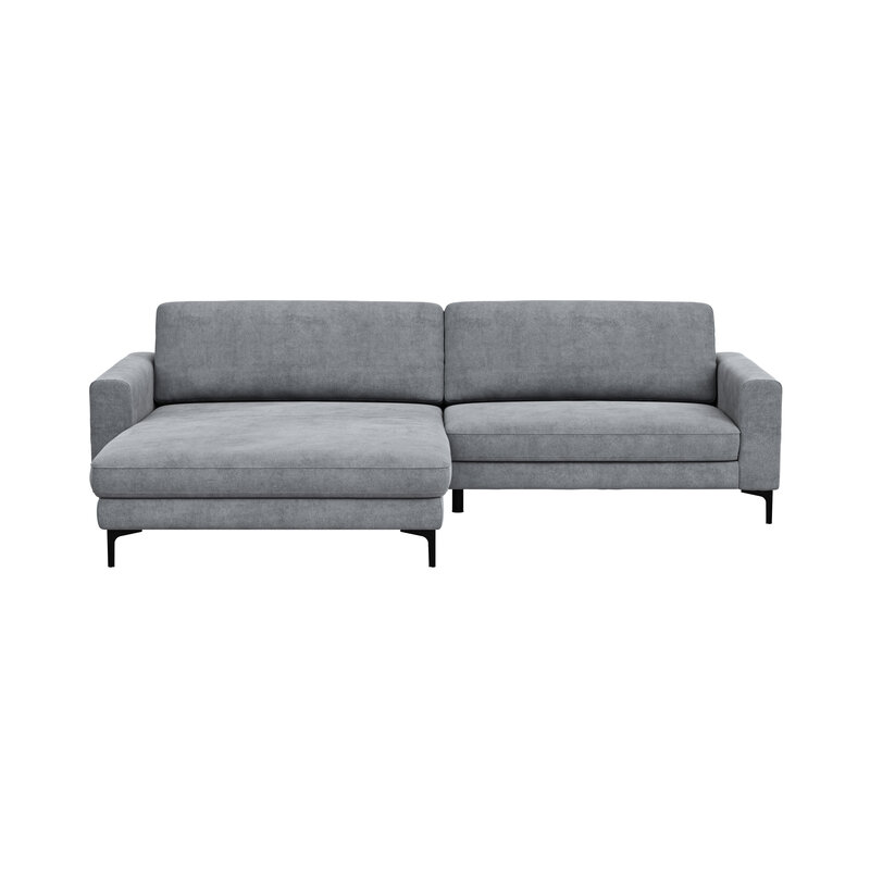 Ecksofa Oviedo - Longchair links mit 1,5-Sitzer, Stoff, Grau