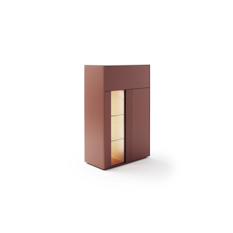 Highboard Colore - mit Beleuchtung, BHT ca. 90x144x45 cm, Lack, Samtbeere
