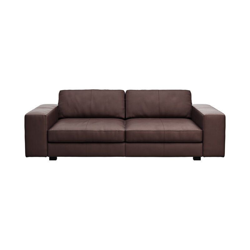 Sofa Aprino 1 - 3,5-Sitzer XXL, Dickleder, Dunkelbraun, Armlehne Block breit