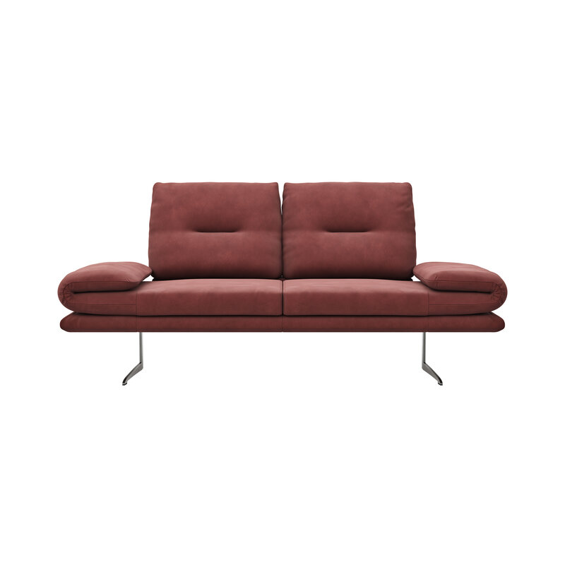Sofa Lucero - 2,5-Sitzer inkl. Rückenlehne/Armlehne/Sitztiefe verstellbar und drehbares Sitzelement, Leder, Weinrot