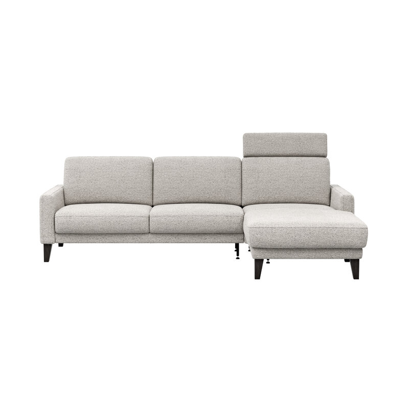 Ecksofa Matero - 2,5-Sitzer mit Longchair rechts inkl. Relaxfunktion motorisch, Stoff, Hellgrau