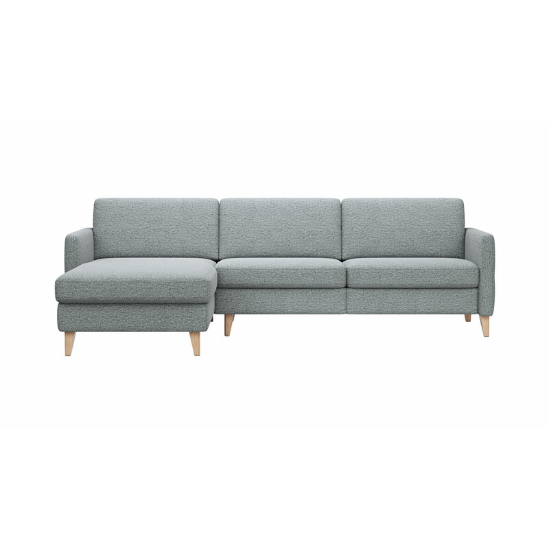Ecksofa Arima N - Longchair links, 2,5-Sitzer, Stoff, Hellgrau