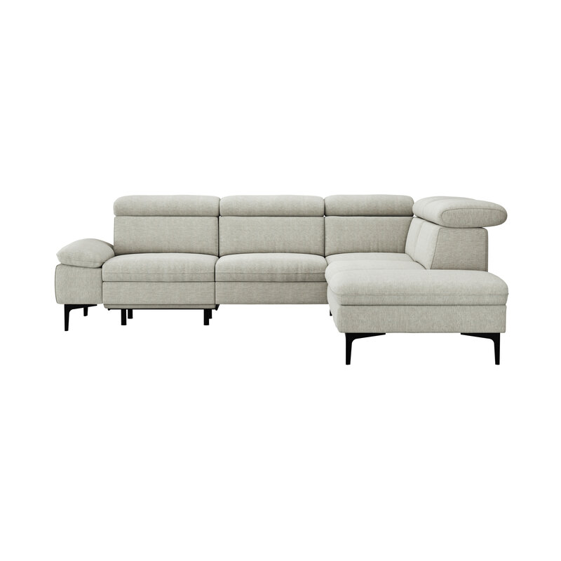 Ecksofa Felipa - 2,5-Sitzer mit Ecke rechts inkl. Armlehne verstellbar und Rückenlehne/Sitztiefe verstellbar (motorisch), Stoff, Natur