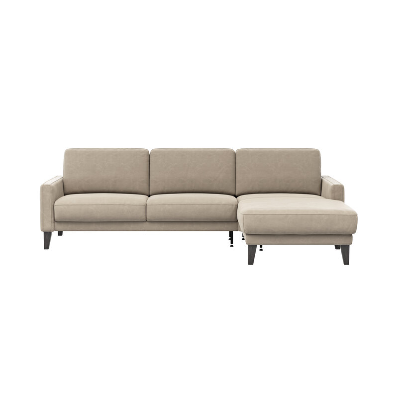 Ecksofa Matero - 2,5-Sitzer mit Longchair rechts, Leder, Taupe