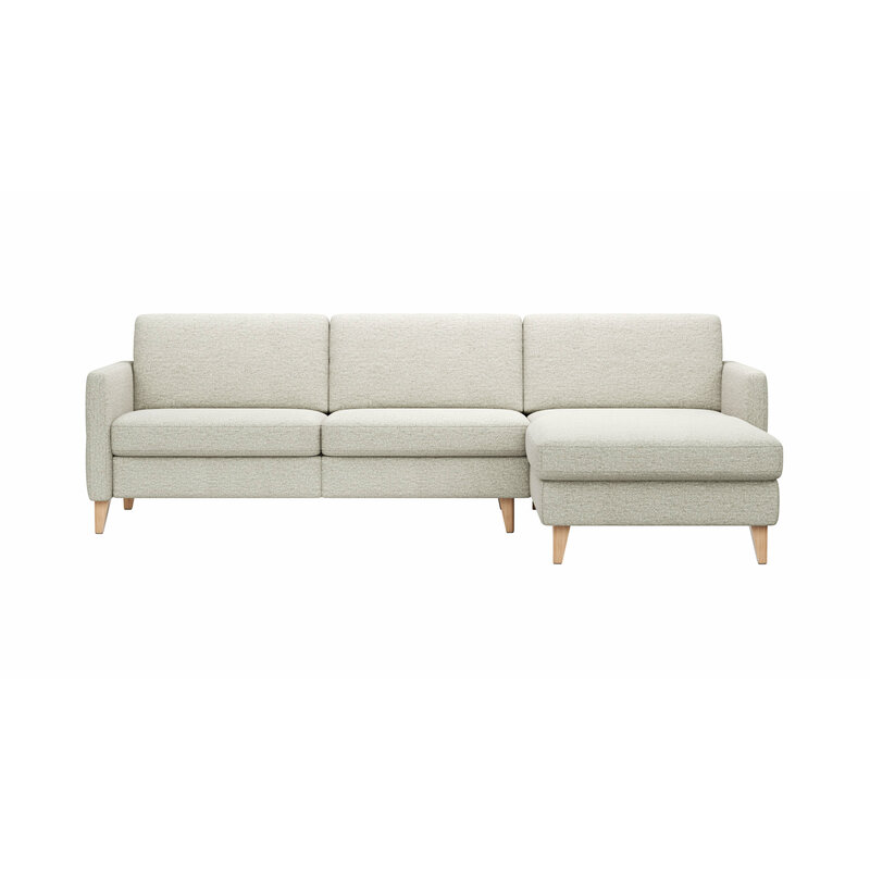 Ecksofa Arima N - 2,5-Sitzer mit Longchair rechts, Stoff, Creme