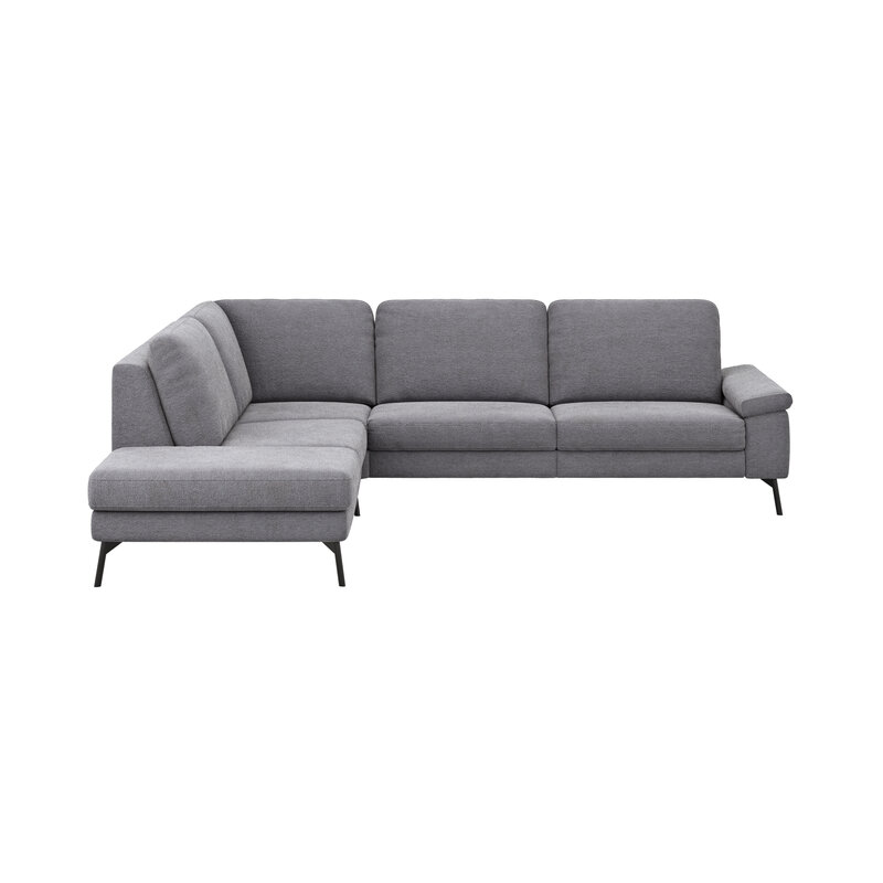 Ecksofa Enna - Recke rechts, 3-Sitzer inkl. Sitzvorzug (motorisch), Stoff, Kiesel