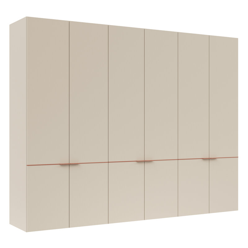 Drehtürenschrank Matera - BTH ca. 301x60x235 cm, Lack Kaschmir, Abs. Pfirsich