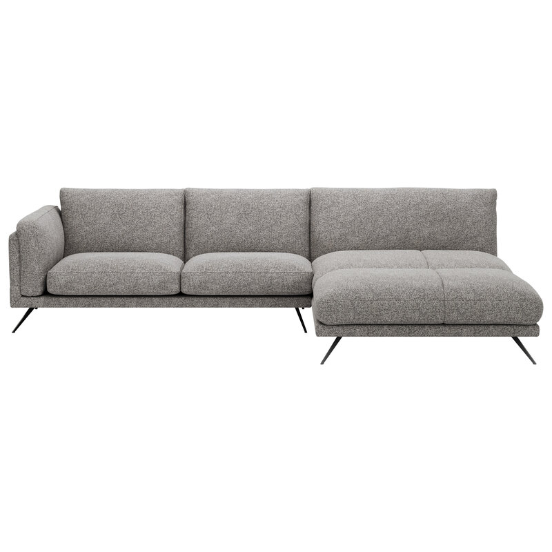 Ecksofa Valdemoro - 2,5-Sitzer mit Longchair rechts inkl. Rückenlehne verstellbar, Stoff, Grau
