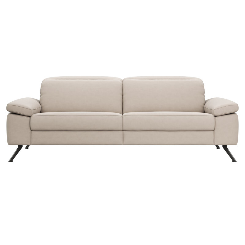 Sofa Rafaela 2.0 - 3-Sitzer inkl. Kopfteil verstellbar, Leder, Champagner