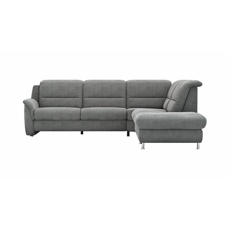 Ecksofa Cornella Plus - 2-Sitzer links mit Ecke und Abschlussteil rechts, Stoff, Anthrazit