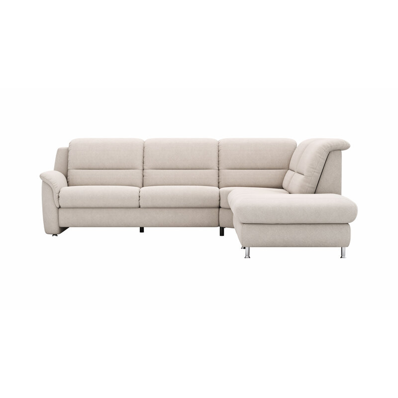 Ecksofa Cornella Plus - 2-Sitzer links mit Ecke und Abschlussteil rechts, Stoff, Rosé
