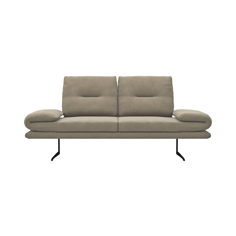 Sofa Lucero - 2,5-Sitzer inkl. Drehsitze und Armlehne/Rückenlehne und Sitztiefe verstellbar, Leder, Taupe