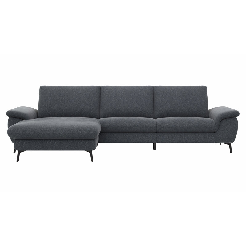 Ecksofa Gotera - Longchair links mit 1,5-Sitzer med. + 1,5-Sitzer med. rechts inkl. Rückenlehne verstellbar, Stoff, Anthrazit