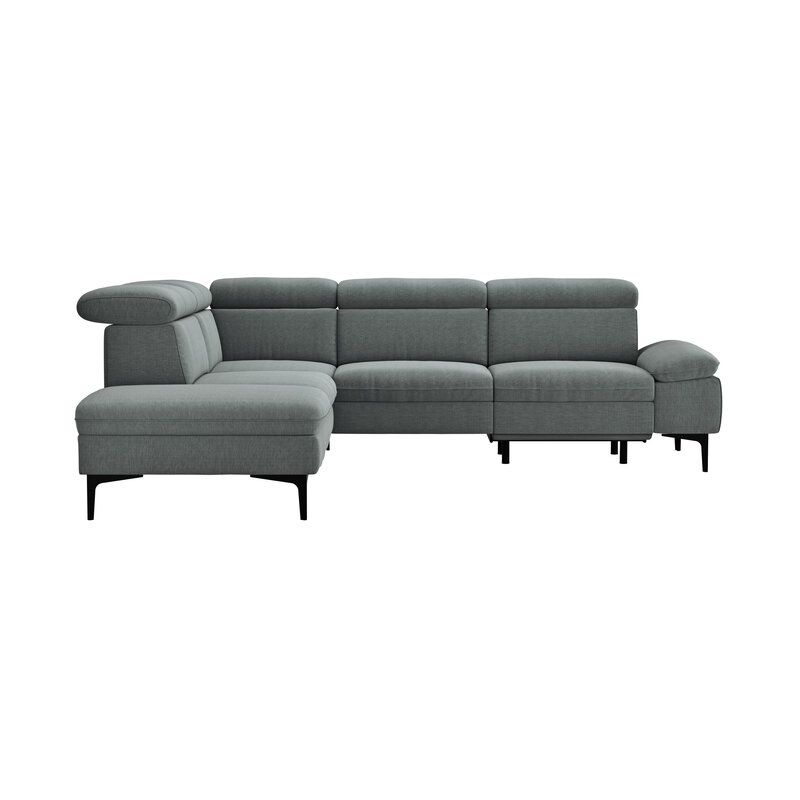 Ecksofa Felipa - Ecke links mit 2,5-Sitzer inkl. Armlehne verstellbar und Rückenlehne/Sitztiefe verstellbar (motorisch), Stoff, Grau