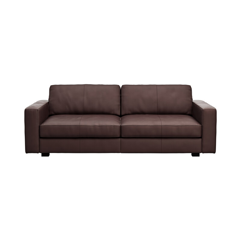 Sofa Aprino 2 - 3,5-Sitzer L, Dickleder, Dunkelbraun, Armlehne Block schmal