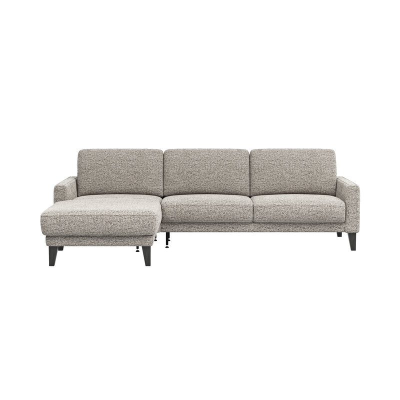 Ecksofa Matero - Longchair mit 2,5-Sitzer rechts, Stoff, Graubeige