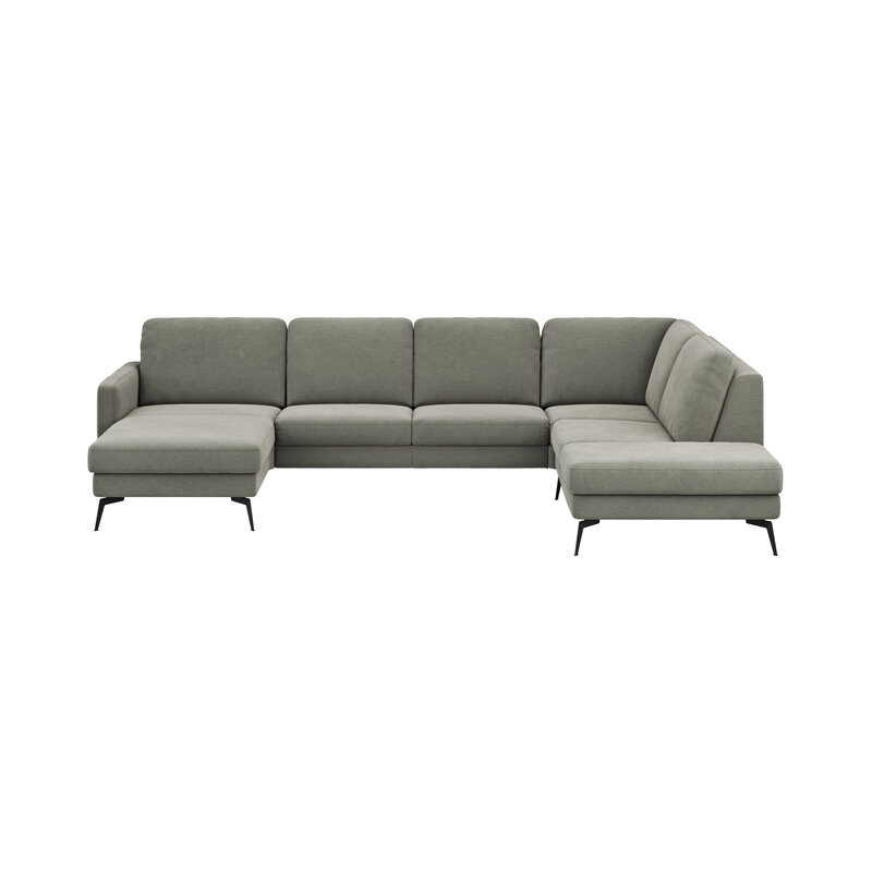 Wohnlandschaft Enna - Longchair links, 2,5-Sitzer, Ecke rechts, Stoff, Grau