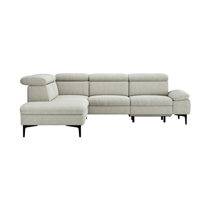 Ecksofa Felipa - Ecke links mit 2,5-Sitzer inkl. Armlehne verstellbar und Rückenlehne/Sitztiefe verstellbar (motorisch), Stoff, Natur