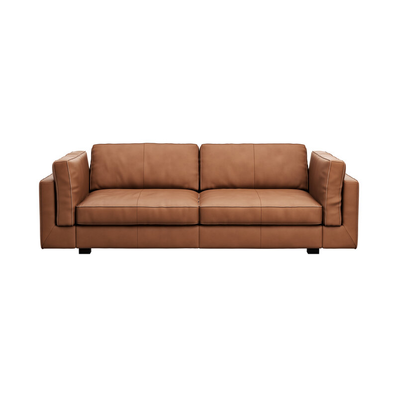 Sofa Aprino 3 - 3,5-Sitzer XL, Dickleder, Cognac, Armlehne Kissen