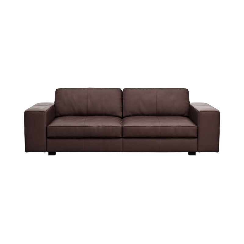 Sofa Aprino 1 - 3,5-Sitzer L, Dickleder, Dunkelbraun, Armlehne Block breit