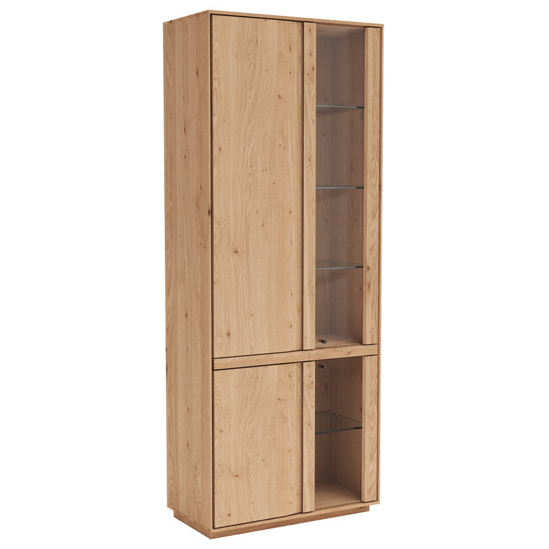 Vitrine Due Viso - BHT ca. 78x200x40 cm, Wildeiche massiv, geölt