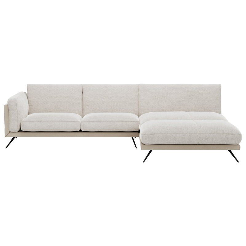 Ecksofa Valdemoro - 2,5-Sitzer mit  Longchair rechts inkl. Rückenlehne verstellbar, Stoff, Creme